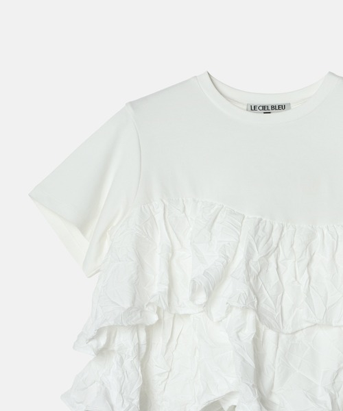 LE CIEL BLEU（ルシェルブルー）の「SS Tシャツw/ラッフルヘム / SS T-Shirt w/ Ruffled Hem（Tシャツ/カットソー・レディース・ブラック/ホワイト/ネイビー・36）」の5枚目の写真