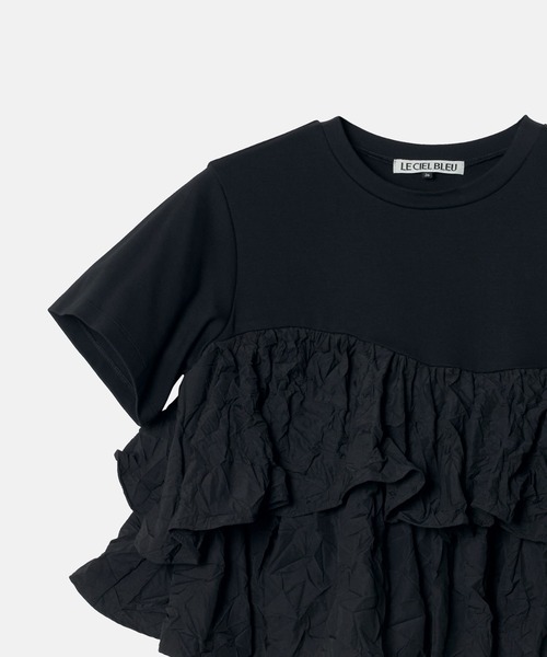 LE CIEL BLEU（ルシェルブルー）の「SS Tシャツw/ラッフルヘム / SS T-Shirt w/ Ruffled Hem（Tシャツ/カットソー・レディース・ブラック/ホワイト/ネイビー・36）」の13枚目の写真