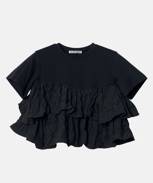 LE CIEL BLEU（ルシェルブルー）の「SS Tシャツw/ラッフルヘム / SS T-Shirt w/ Ruffled Hem（Tシャツ/カットソー・レディース・ブラック/ホワイト/ネイビー・36）」の12枚目の写真