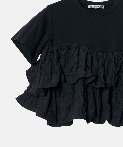 LE CIEL BLEU（ルシェルブルー）の「SS Tシャツw/ラッフルヘム / SS T-Shirt w/ Ruffled Hem（Tシャツ/カットソー・レディース・ブラック/ホワイト/ネイビー・36）」の14枚目の写真
