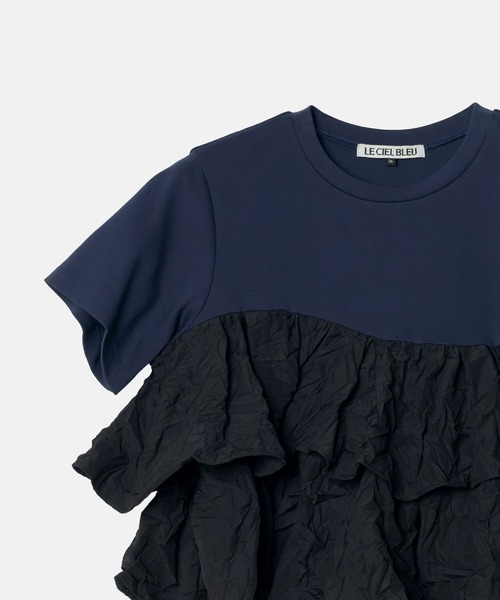 LE CIEL BLEU（ルシェルブルー）の「SS Tシャツw/ラッフルヘム / SS T-Shirt w/ Ruffled Hem（Tシャツ/カットソー・レディース・ブラック/ホワイト/ネイビー・36）」の15枚目の写真