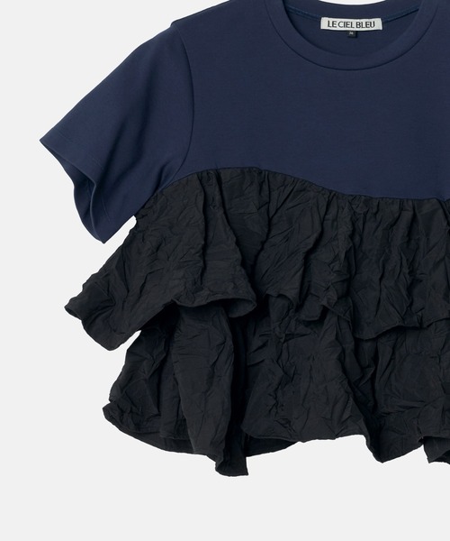 LE CIEL BLEU（ルシェルブルー）の「SS Tシャツw/ラッフルヘム / SS T-Shirt w/ Ruffled Hem（Tシャツ/カットソー・レディース・ブラック/ホワイト/ネイビー・36）」の16枚目の写真