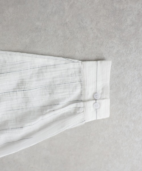 antiqua(アンティカ)の「ストライプ シアーシャツ(シャツ/ブラウス・レディース・ピンク/ホワイト/ブルー/ブラック・ONE SIZE)」の21枚目の写真