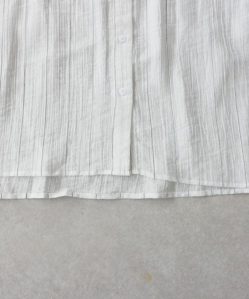 antiqua(アンティカ)の「ストライプ シアーシャツ(シャツ/ブラウス・レディース・ピンク/ホワイト/ブルー/ブラック・ONE SIZE)」の22枚目の写真