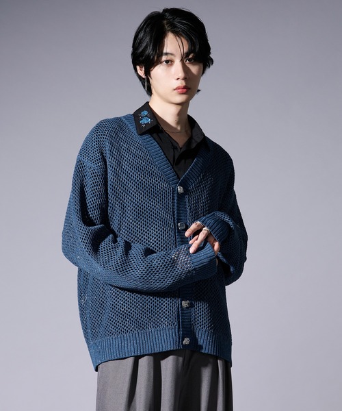 Ellno Loset（エルノロゼット）の「メタルボタンラメメッシュカーディガン（カーディガン/ボレロ・メンズ・ブラック/ブルー・SMALL/MEDIUM/LARGE）」の21枚目の写真
