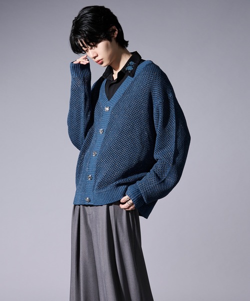 Ellno Loset（エルノロゼット）の「メタルボタンラメメッシュカーディガン（カーディガン/ボレロ・メンズ・ブラック/ブルー・SMALL/MEDIUM/LARGE）」の22枚目の写真
