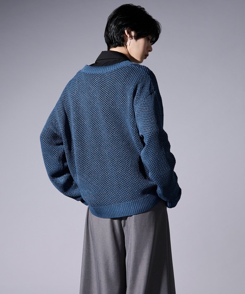 Ellno Loset（エルノロゼット）の「メタルボタンラメメッシュカーディガン（カーディガン/ボレロ・メンズ・ブラック/ブルー・SMALL/MEDIUM/LARGE）」の5枚目の写真