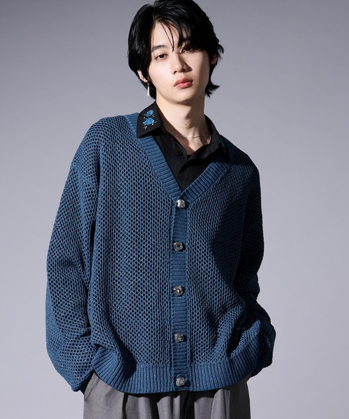 Ellno Loset（エルノロゼット）の「メタルボタンラメメッシュカーディガン（カーディガン/ボレロ・メンズ・ブラック/ブルー・SMALL/MEDIUM/LARGE）」の19枚目の写真