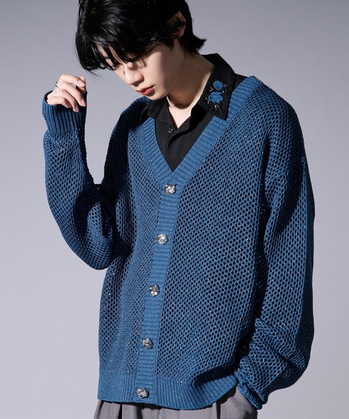 Ellno Loset（エルノロゼット）の「メタルボタンラメメッシュカーディガン（カーディガン/ボレロ・メンズ・ブラック/ブルー・SMALL/MEDIUM/LARGE）」の20枚目の写真