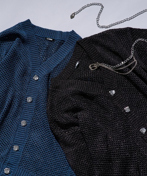 Ellno Loset（エルノロゼット）の「メタルボタンラメメッシュカーディガン（カーディガン/ボレロ・メンズ・ブラック/ブルー・SMALL/MEDIUM/LARGE）」の17枚目の写真
