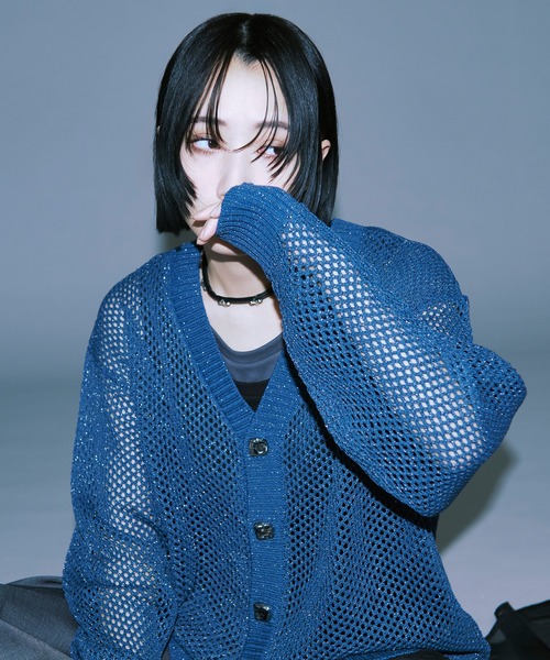 Ellno Loset（エルノロゼット）の「メタルボタンラメメッシュカーディガン（カーディガン/ボレロ・メンズ・ブラック/ブルー・SMALL/MEDIUM/LARGE）」の15枚目の写真