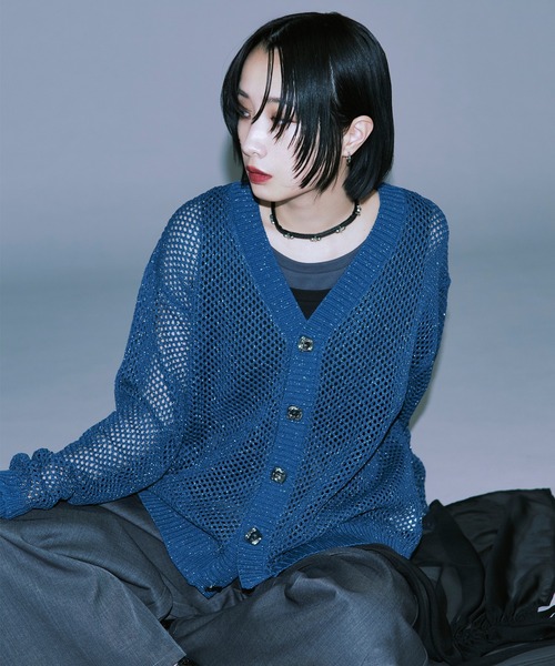 Ellno Loset（エルノロゼット）の「メタルボタンラメメッシュカーディガン（カーディガン/ボレロ・メンズ・ブラック/ブルー・SMALL/MEDIUM/LARGE）」の14枚目の写真