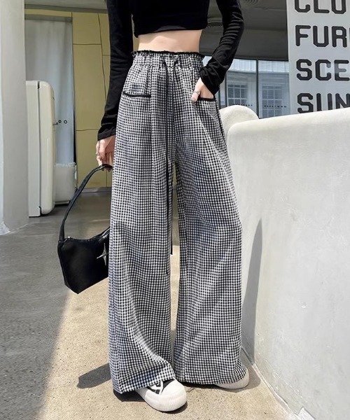 NANEA(ナネア)の「ギンガムチェック ウエストパイピングワイドパンツ(その他パンツ・レディース・ブラック・MEDIUM/SMALL)」の11枚目の写真