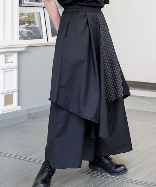 L'atelier(ラトリエ)の「ルーズシルエット ワイドパンツ レイヤード ドレープ 袴 パンツ(その他パンツ・メンズ・ブラック系1/ブラック系2・FREE)」の5枚目の写真