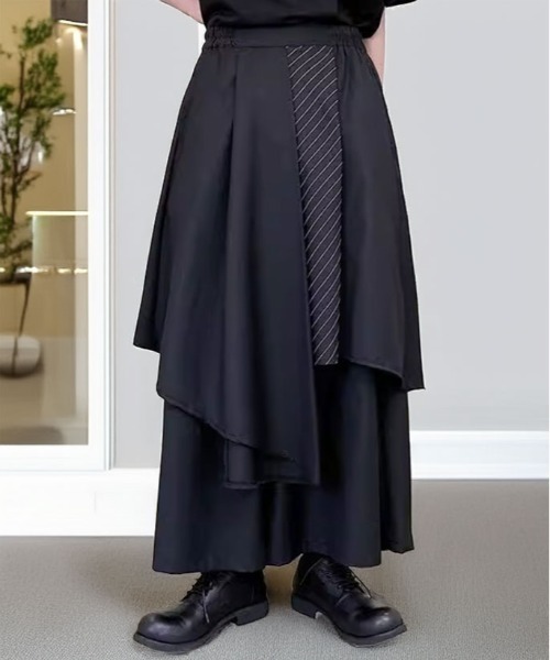 L'atelier(ラトリエ)の「ルーズシルエット ワイドパンツ レイヤード ドレープ 袴 パンツ(その他パンツ・メンズ・ブラック系1/ブラック系2・FREE)」の6枚目の写真