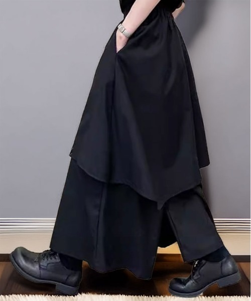 L'atelier(ラトリエ)の「ルーズシルエット ワイドパンツ レイヤード ドレープ 袴 パンツ(その他パンツ・メンズ・ブラック系1/ブラック系2・FREE)」の8枚目の写真