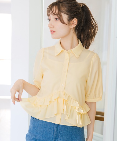MISCH MASCH(ミッシュマッシュ)の「2026春夏新作 裾フリルシャツブラウス(シャツ/ブラウス・レディース・ブルー/イエロー/ホワイト・フリ-)」の3枚目の写真