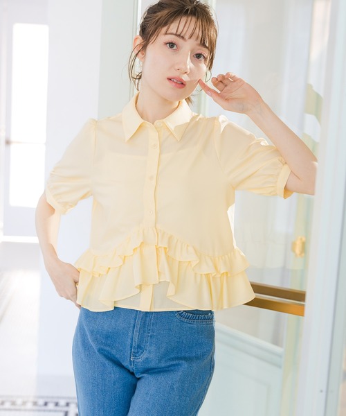 MISCH MASCH(ミッシュマッシュ)の「2026春夏新作 裾フリルシャツブラウス(シャツ/ブラウス・レディース・ブルー/イエロー/ホワイト・フリ-)」の4枚目の写真