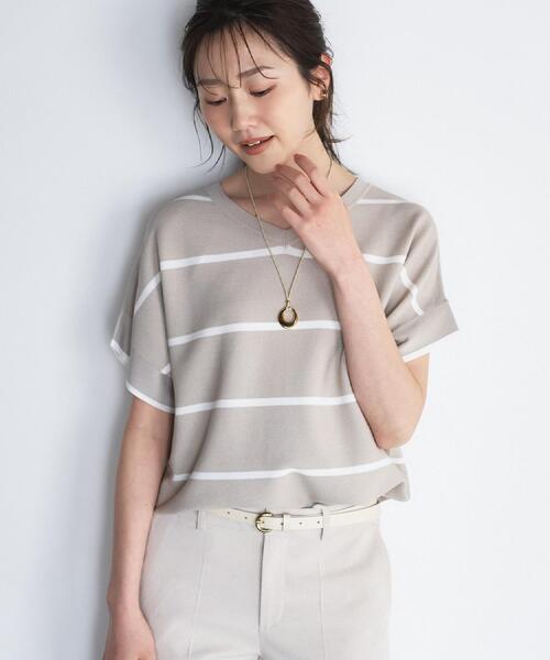 UNTITLED(アンタイトル)の「【古畑星夏さん着用/11色展開/体型カバー】前後2WAYフレンチスリーブニット(ニット/セーター・レディース・ナチュラル/カーキ系2/ブルーグリーン/ネイビー系4/ピンク系/ネイビー/ベージュ系その他6/ホワイト系7/カーキ/ライトオレンジ系/パープル・00/02/04/44/48)」の21枚目の写真