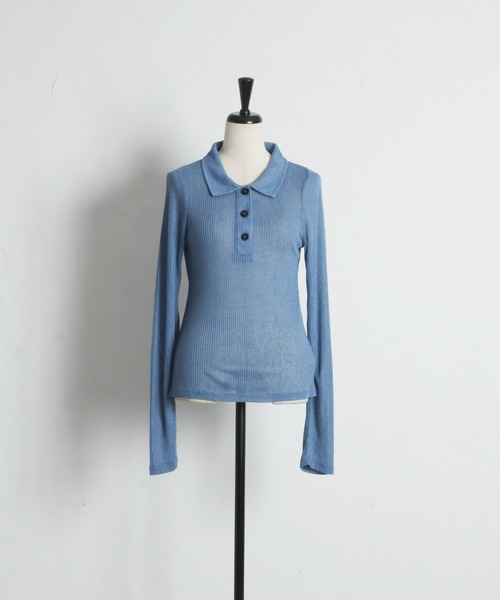 ARVELLIA（アルベリア）の「SHEER RIB POLO TOP（Tシャツ/カットソー・レディース・ブルー/ブラック/イエロー・M）」の16枚目の写真