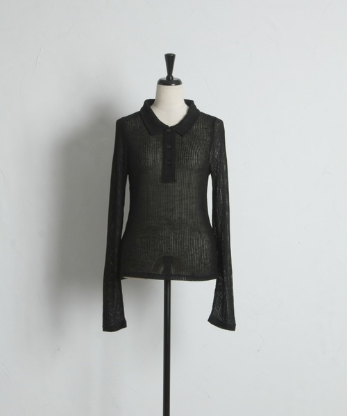 ARVELLIA（アルベリア）の「SHEER RIB POLO TOP（Tシャツ/カットソー・レディース・ブルー/ブラック/イエロー・M）」の17枚目の写真