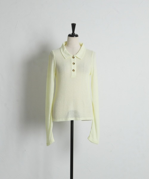 ARVELLIA（アルベリア）の「SHEER RIB POLO TOP（Tシャツ/カットソー・レディース・ブルー/ブラック/イエロー・M）」の18枚目の写真