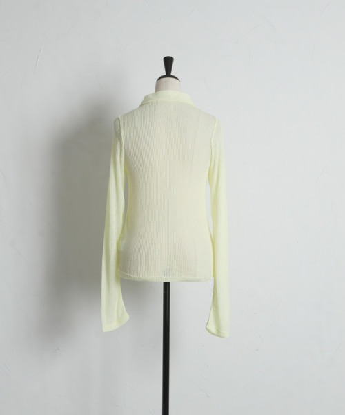 ARVELLIA（アルベリア）の「SHEER RIB POLO TOP（Tシャツ/カットソー・レディース・ブルー/ブラック/イエロー・M）」の20枚目の写真