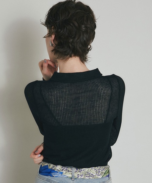 ARVELLIA（アルベリア）の「SHEER RIB POLO TOP（Tシャツ/カットソー・レディース・ブルー/ブラック/イエロー・M）」の12枚目の写真