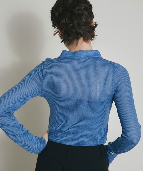 ARVELLIA（アルベリア）の「SHEER RIB POLO TOP（Tシャツ/カットソー・レディース・ブルー/ブラック/イエロー・M）」の15枚目の写真