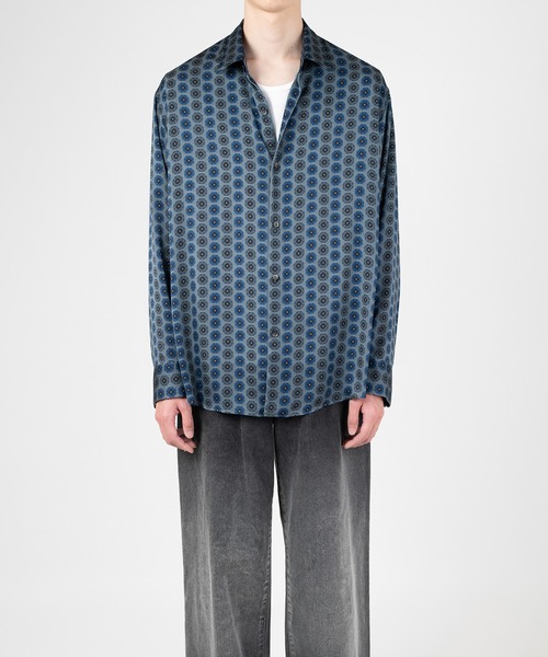 LAD MUSICIAN（ラッドミュージシャン）の「SILKY SATIN INKJET OCTAGON BIG SHIRT（シャツ/ブラウス・メンズ・ワイン/グレー系・46/44/42）」の3枚目の写真