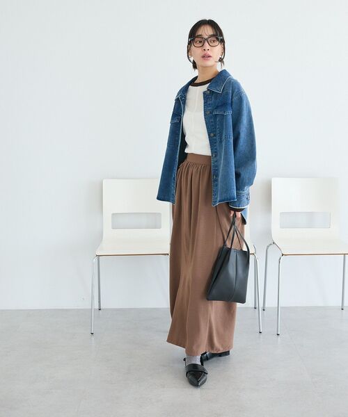 CRAFT STANDARD BOUTIQUE(クラフトスタンダードブティック)の「ドレープポケットデザインスカート(スカート・レディース・ブラウン/ベージュ/ブラック・L/M)」の17枚目の写真