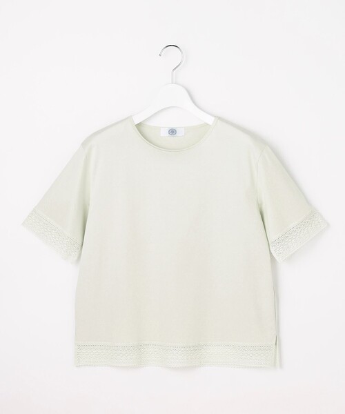 J.PRESS（ジェイプレス）の「【一枚で着映え】コットンスムース レース カットソー（Tシャツ/カットソー・レディース・サックスブルー系/ネイビー系/ライトグリーン系/ピンク系/ライトグレー系/ホワイト系・T15/T13）」の14枚目の写真