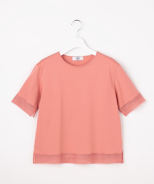 J.PRESS（ジェイプレス）の「【一枚で着映え】コットンスムース レース カットソー（Tシャツ/カットソー・レディース・サックスブルー系/ネイビー系/ライトグリーン系/ピンク系/ライトグレー系/ホワイト系・T15/T13）」の12枚目の写真