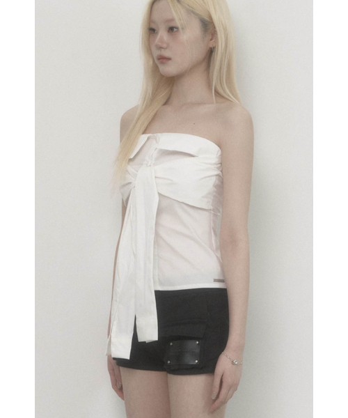 ETRE AU SOMMET(エトレオソメ)の「Tie Shirt Tube Top (White)(Tシャツ/カットソー・レディース・その他・1/2)」の5枚目の写真