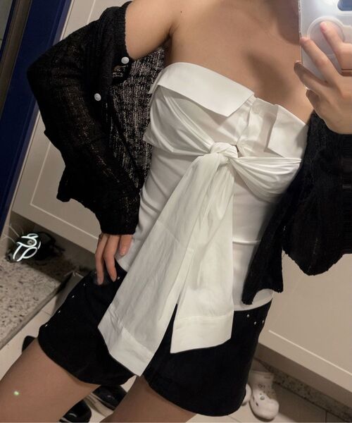 ETRE AU SOMMET(エトレオソメ)の「Tie Shirt Tube Top (White)(Tシャツ/カットソー・レディース・その他・1/2)」の6枚目の写真
