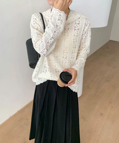 by LEGNA(バイレグナ)の「レースパーカー(パーカー・レディース・アイボリー/ブラウン系その他・LARGE/MEDIUM/X-LARGE)」の6枚目の写真