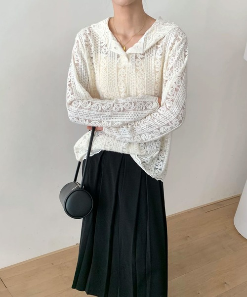 by LEGNA(バイレグナ)の「レースパーカー(パーカー・レディース・アイボリー/ブラウン系その他・LARGE/MEDIUM/X-LARGE)」の9枚目の写真