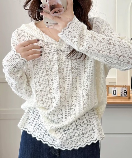 by LEGNA(バイレグナ)の「レースパーカー(パーカー・レディース・アイボリー/ブラウン系その他・LARGE/MEDIUM/X-LARGE)」の10枚目の写真