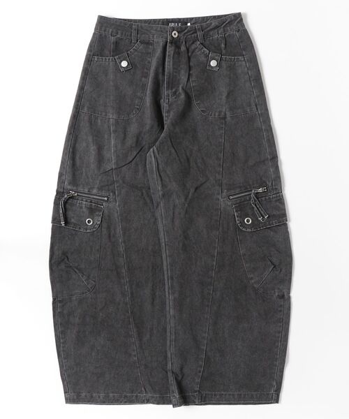 ARULE(アルール)の「A'GEM/9 × .kom 『ARULE/アルール』CURVED CARGO DENIM PANTS/カーブドカーゴデニムパンツ(カーゴパンツ・レディース・グレー/ブラック・L)」の12枚目の写真