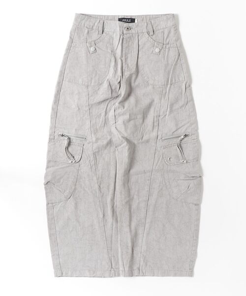 ARULE(アルール)の「A'GEM/9 × .kom 『ARULE/アルール』CURVED CARGO DENIM PANTS/カーブドカーゴデニムパンツ(カーゴパンツ・レディース・グレー/ブラック・L)」の10枚目の写真