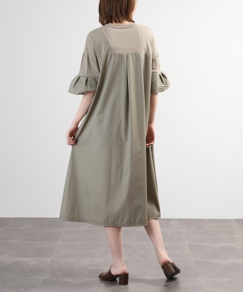 EGLANTINE（エグランティーヌ）の「EGLANTINE フレアスリーブカットソーワンピース（ワンピース・レディース・カーキ/ブラック/ブルーグリーン・40）」の13枚目の写真