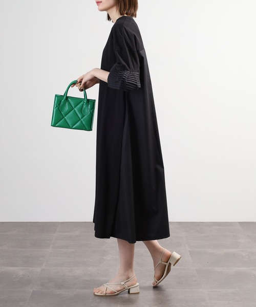 EGLANTINE（エグランティーヌ）の「EGLANTINE フレアスリーブカットソーワンピース（ワンピース・レディース・カーキ/ブラック/ブルーグリーン・40）」の6枚目の写真