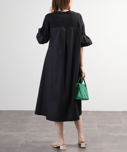 EGLANTINE（エグランティーヌ）の「EGLANTINE フレアスリーブカットソーワンピース（ワンピース・レディース・カーキ/ブラック/ブルーグリーン・40）」の8枚目の写真