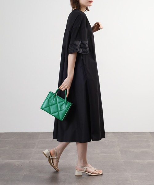 EGLANTINE（エグランティーヌ）の「EGLANTINE フレアスリーブカットソーワンピース（ワンピース・レディース・カーキ/ブラック/ブルーグリーン・40）」の7枚目の写真