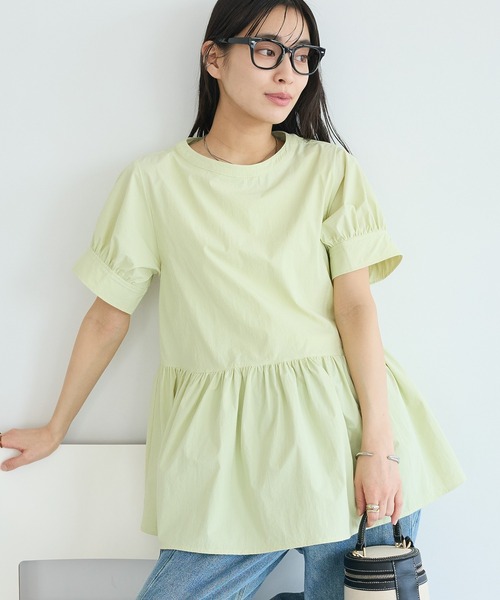 CRAFT STANDARD BOUTIQUE(クラフトスタンダードブティック)の「撥水 ペプラムチュニック(チュニック・レディース・ライトパープル/ブラック/ライトグリーン・FREE)」の3枚目の写真