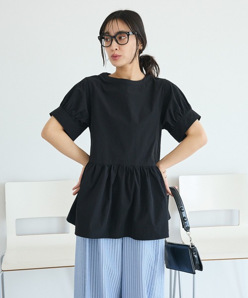 CRAFT STANDARD BOUTIQUE(クラフトスタンダードブティック)の「撥水 ペプラムチュニック(チュニック・レディース・ライトパープル/ブラック/ライトグリーン・FREE)」の4枚目の写真