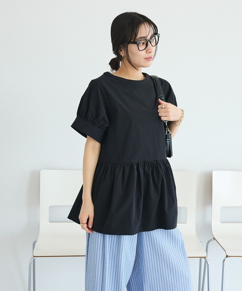 CRAFT STANDARD BOUTIQUE(クラフトスタンダードブティック)の「撥水 ペプラムチュニック(チュニック・レディース・ライトパープル/ブラック/ライトグリーン・FREE)」の5枚目の写真