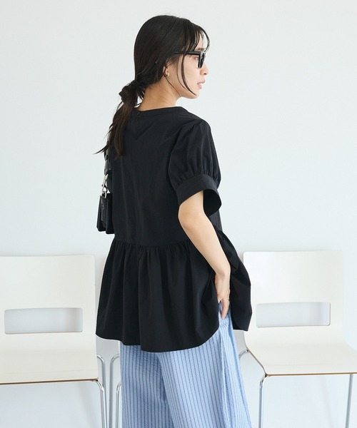 CRAFT STANDARD BOUTIQUE(クラフトスタンダードブティック)の「撥水 ペプラムチュニック(チュニック・レディース・ライトパープル/ブラック/ライトグリーン・FREE)」の6枚目の写真
