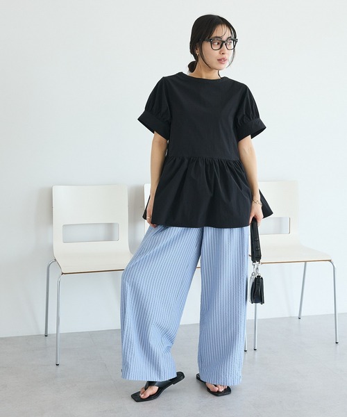 CRAFT STANDARD BOUTIQUE(クラフトスタンダードブティック)の「撥水 ペプラムチュニック(チュニック・レディース・ライトパープル/ブラック/ライトグリーン・FREE)」の8枚目の写真
