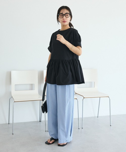 CRAFT STANDARD BOUTIQUE(クラフトスタンダードブティック)の「撥水 ペプラムチュニック(チュニック・レディース・ライトパープル/ブラック/ライトグリーン・FREE)」の9枚目の写真